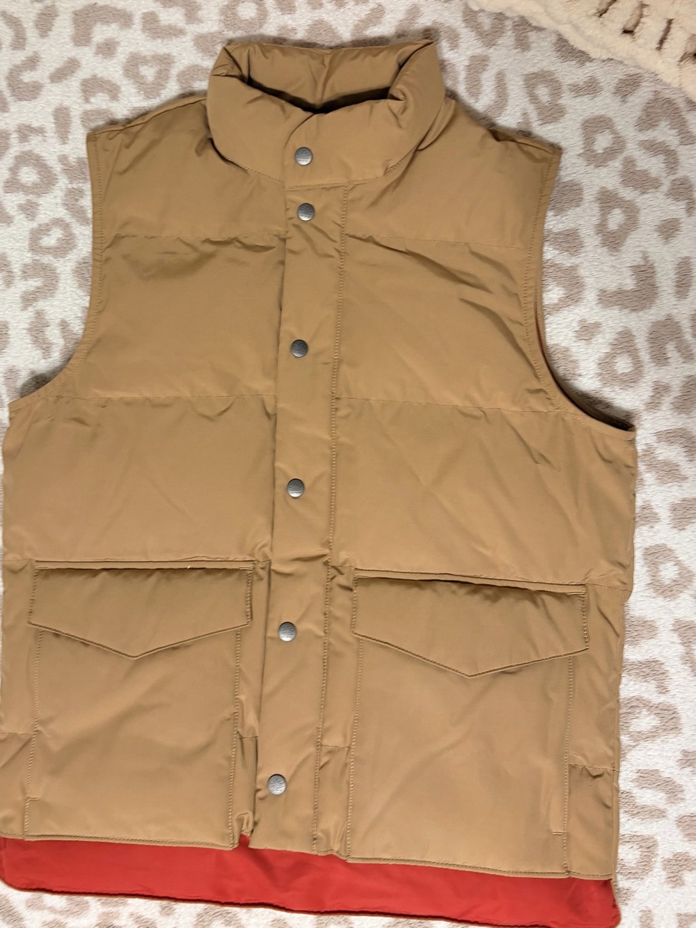 Alpine Design Caramel Brown Puffer Vest with Red Trim